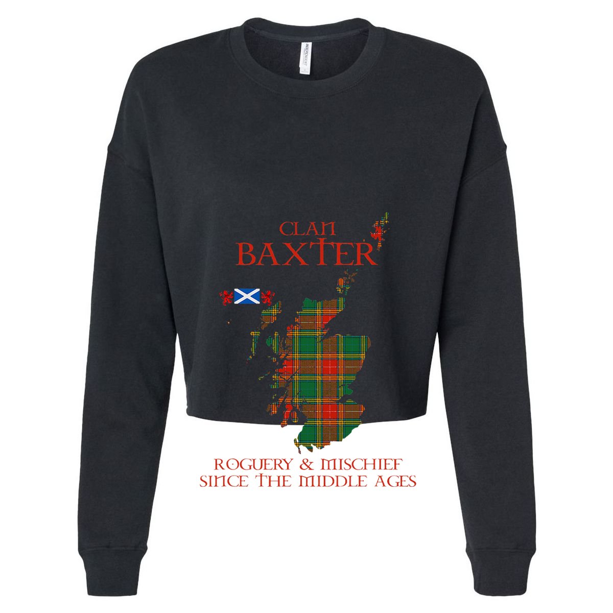 Clan Baxter Tartan Scotland Maps Saltire Lion Rampant Women's Crop Top Tee