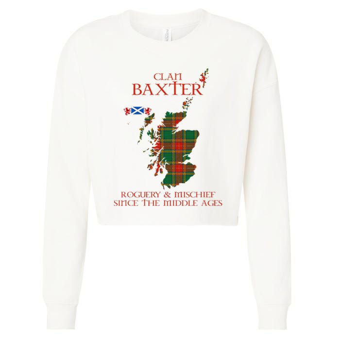 Clan Baxter Tartan Scotland Maps Saltire Lion Rampant Cropped Pullover Crew