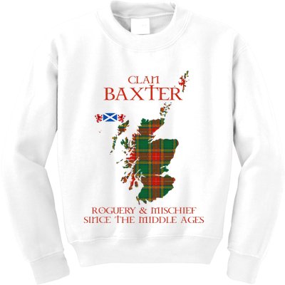 Clan Baxter Tartan Scotland Maps Saltire Lion Rampant Kids Sweatshirt