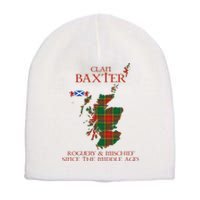 Clan Baxter Tartan Scotland Maps Saltire Lion Rampant Short Acrylic Beanie