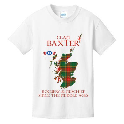 Clan Baxter Tartan Scotland Maps Saltire Lion Rampant Kids T-Shirt