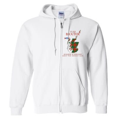 Clan Baxter Tartan Scotland Maps Saltire Lion Rampant Full Zip Hoodie