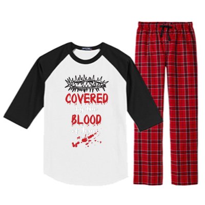 Covered By The Blood Of Jesus Christian Halloween Funny Raglan Sleeve Pajama Set