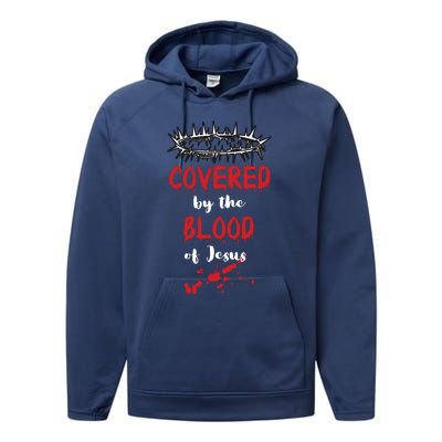 Covered By The Blood Of Jesus Christian Halloween Funny Performance Fleece Hoodie