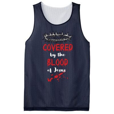 Covered By The Blood Of Jesus Christian Halloween Funny Mesh Reversible Basketball Jersey Tank