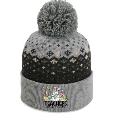 Cute Bunny Teachers Change The World Easter Day The Baniff Cuffed Pom Beanie