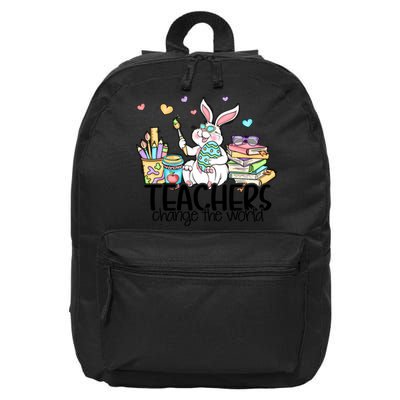 Cute Bunny Teachers Change The World Easter Day 16 in Basic Backpack