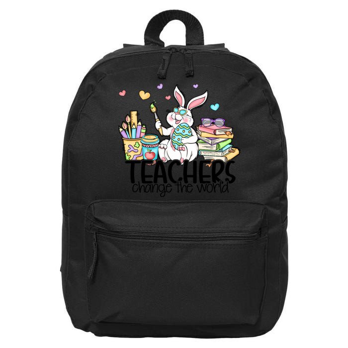 Cute Bunny Teachers Change The World Easter Day 16 in Basic Backpack