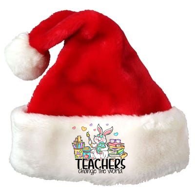 Cute Bunny Teachers Change The World Easter Day Premium Christmas Santa Hat