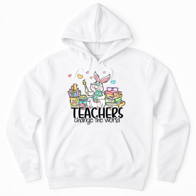 Cute Bunny Teachers Change The World Easter Day Hoodie