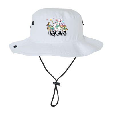 Cute Bunny Teachers Change The World Easter Day Bucket Hat