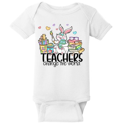 Cute Bunny Teachers Change The World Easter Day Baby Bodysuit