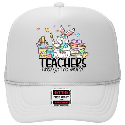 Cute Bunny Teachers Change The World Easter Day Trucker Hat