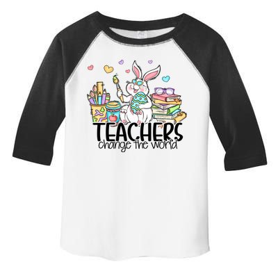 Cute Bunny Teachers Change The World Easter Day Toddler Fine Jersey T-Shirt