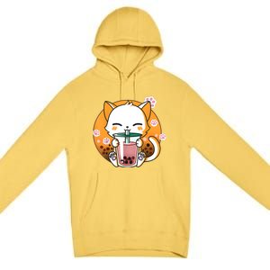 Cat Boba Tea Bubble Tea Anime Kawaii Neko Gifts Girl Teens Premium Pullover Hoodie