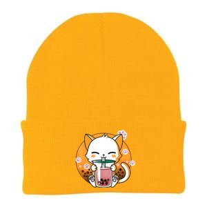 Cat Boba Tea Bubble Tea Anime Kawaii Neko Gifts Girl Teens Knit Cap Winter Beanie