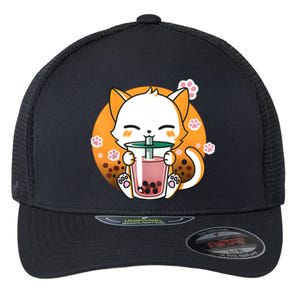 Cat Boba Tea Bubble Tea Anime Kawaii Neko Gifts Girl Teens Flexfit Unipanel Trucker Cap