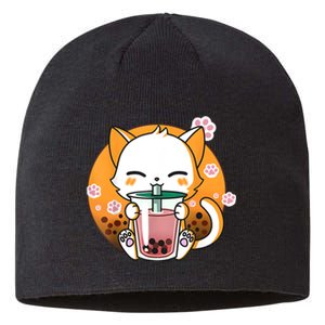 Cat Boba Tea Bubble Tea Anime Kawaii Neko Gifts Girl Teens Sustainable Beanie