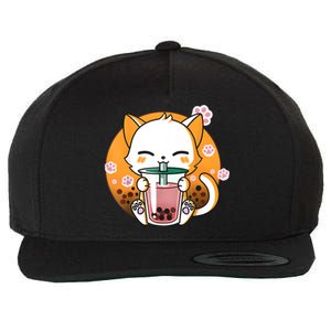 Cat Boba Tea Bubble Tea Anime Kawaii Neko Gifts Girl Teens Wool Snapback Cap