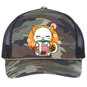 Cat Boba Tea Bubble Tea Anime Kawaii Neko Gifts Girl Teens Retro Rope Trucker Hat Cap