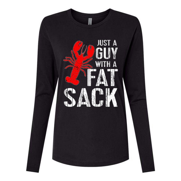 Crawfish Boil Tee Funny Just A Guy With A Fat Sack Crawfish Womens Cotton Relaxed Long Sleeve T-Shirt