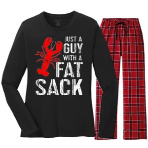 Crawfish Boil Tee Funny Just A Guy With A Fat Sack Crawfish Women's Long Sleeve Flannel Pajama Set 