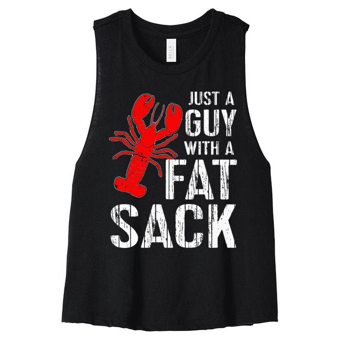 Crawfish Boil Tee Funny Just A Guy With A Fat Sack Crawfish Women's Racerback Cropped Tank