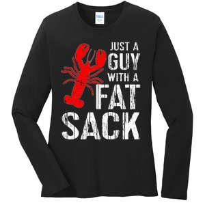 Crawfish Boil Tee Funny Just A Guy With A Fat Sack Crawfish Ladies Long Sleeve Shirt