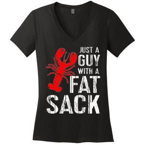 Crawfish Boil Tee Funny Just A Guy With A Fat Sack Crawfish Women's V-Neck T-Shirt