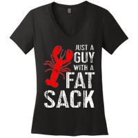 Crawfish Boil Tee Funny Just A Guy With A Fat Sack Crawfish Women's V-Neck T-Shirt