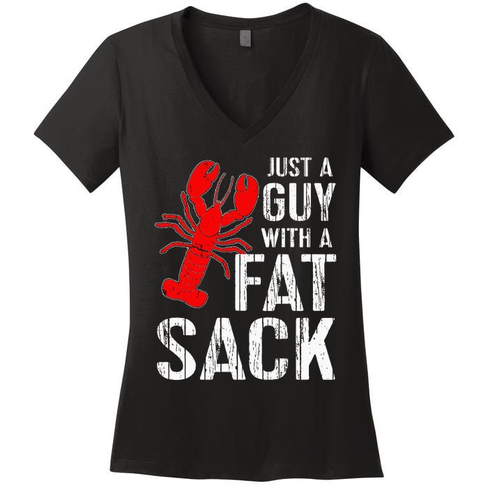 Crawfish Boil Tee Funny Just A Guy With A Fat Sack Crawfish Women's V-Neck T-Shirt