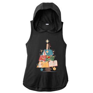 Christmas Book Tree Funny Gift Funny Gift Ladies PosiCharge Tri-Blend Wicking Draft Hoodie Tank