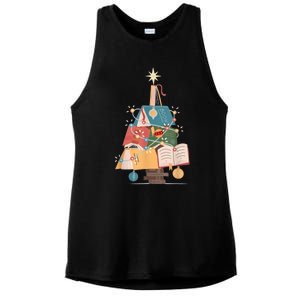 Christmas Book Tree Funny Gift Funny Gift Ladies PosiCharge Tri-Blend Wicking Tank