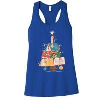 Christmas Book Tree Funny Gift Funny Gift Women's Racerback Tank