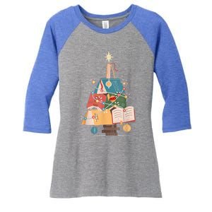 Christmas Book Tree Funny Gift Funny Gift Women's Tri-Blend 3/4-Sleeve Raglan Shirt