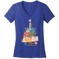 Christmas Book Tree Funny Gift Funny Gift Women's V-Neck T-Shirt