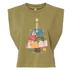 Christmas Book Tree Funny Gift Funny Gift Garment-Dyed Women's Muscle Tee