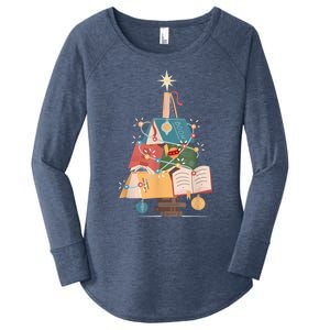 Christmas Book Tree Funny Gift Funny Gift Women's Perfect Tri Tunic Long Sleeve Shirt