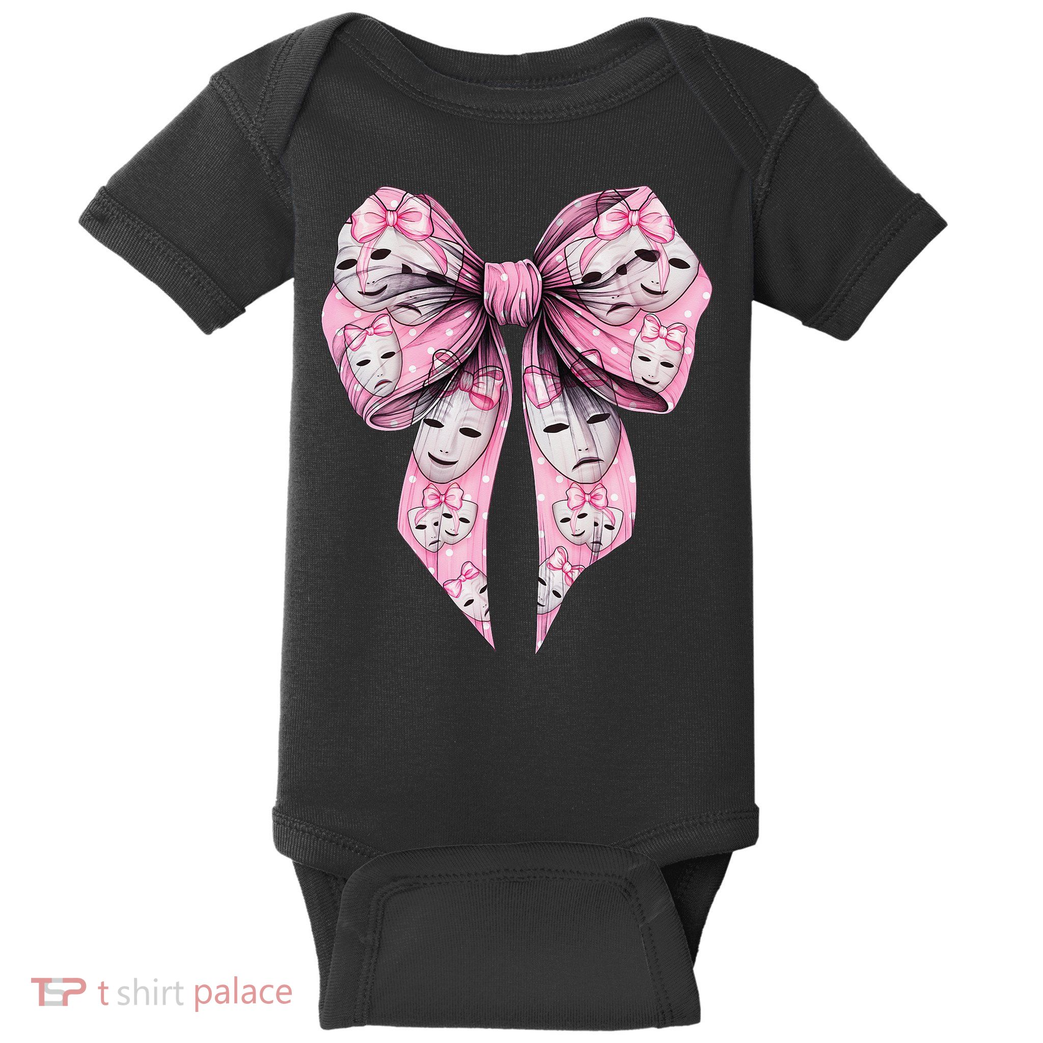 Coquette Bow Theatre Masks Drama Actor Actress Girl Mom Baby Bodysuit
