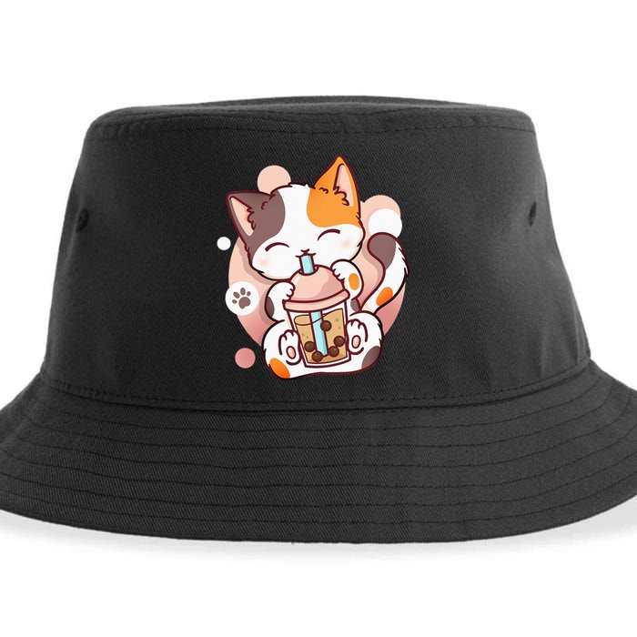 Cat Boba Tea Bubble Tea Anime Kawaii Neko Sustainable Bucket Hat