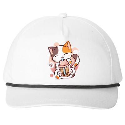 Cat Boba Tea Bubble Tea Anime Kawaii Neko Snapback Five-Panel Rope Hat