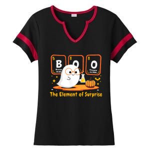 Chemistry Boo The Element Of Surprise Halloween Cute Chemist Ladies Halftime Notch Neck Tee