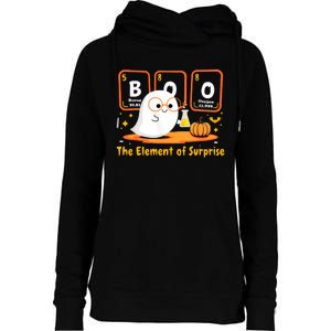 Chemistry Boo The Element Of Surprise Halloween Cute Chemist Womens Funnel Neck Pullover Hood