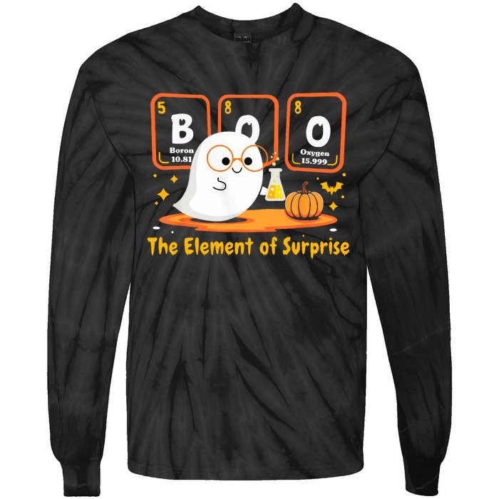 Chemistry Boo The Element Of Surprise Halloween Cute Chemist Tie-Dye Long Sleeve Shirt