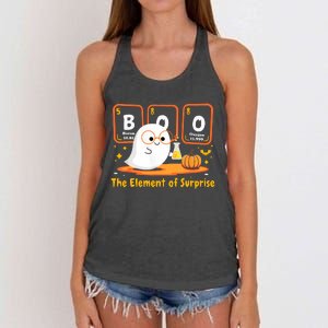 Chemistry Boo The Element Of Surprise Halloween Cute Chemist Women's Knotted Racerback Tank