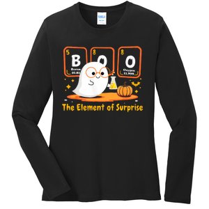 Chemistry Boo The Element Of Surprise Halloween Cute Chemist Ladies Long Sleeve Shirt