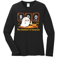 Chemistry Boo The Element Of Surprise Halloween Cute Chemist Ladies Long Sleeve Shirt