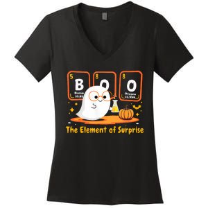 Chemistry Boo The Element Of Surprise Halloween Cute Chemist Women's V-Neck T-Shirt