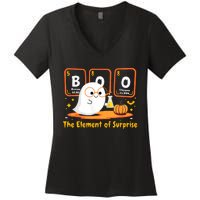 Chemistry Boo The Element Of Surprise Halloween Cute Chemist Women's V-Neck T-Shirt