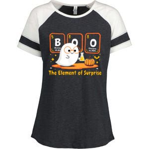 Chemistry Boo The Element Of Surprise Halloween Cute Chemist Enza Ladies Jersey Colorblock Tee